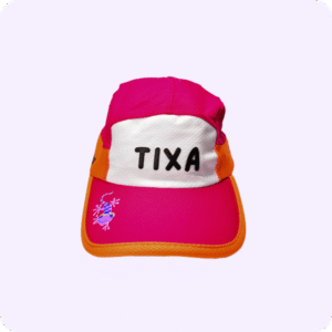 Boné laranja e rosa